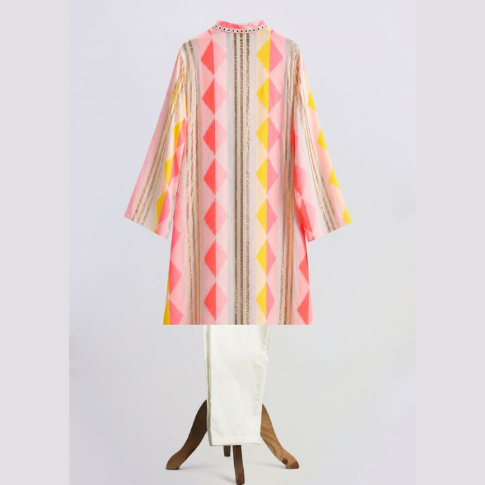 Peach Striped Kurta Pyjama Set for Boys