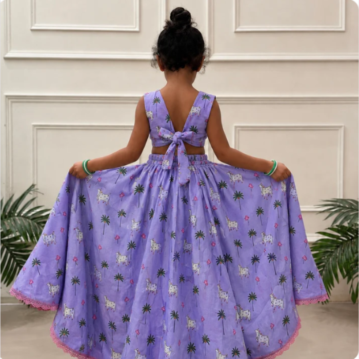 Girls Cotton Lehenga Set