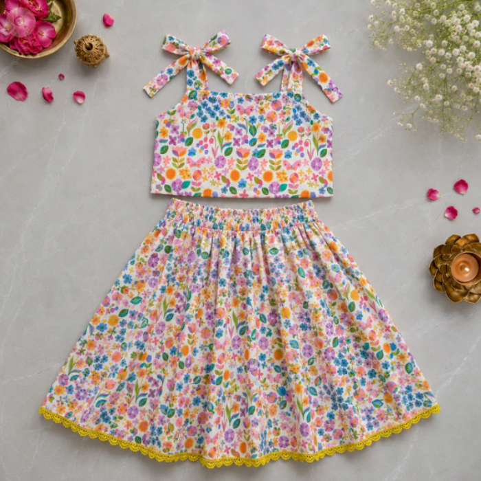 Girls Cotton Lehenga Set