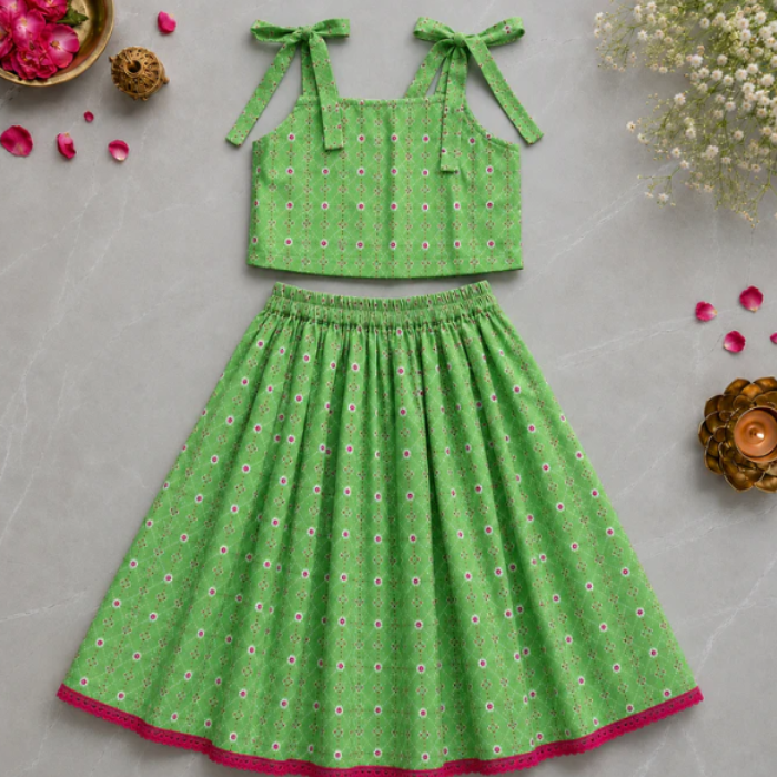 Girls Cotton Lehenga Set