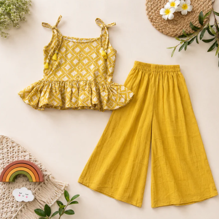 Girls Cotton Palazzo Set - Upto 8 Years