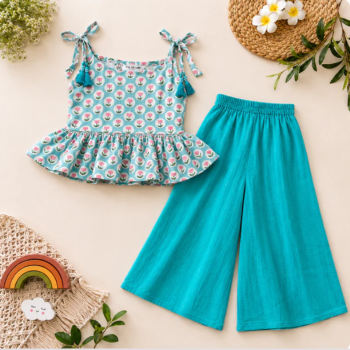 Girls Cotton Palazzo Set - Upto 8 Years