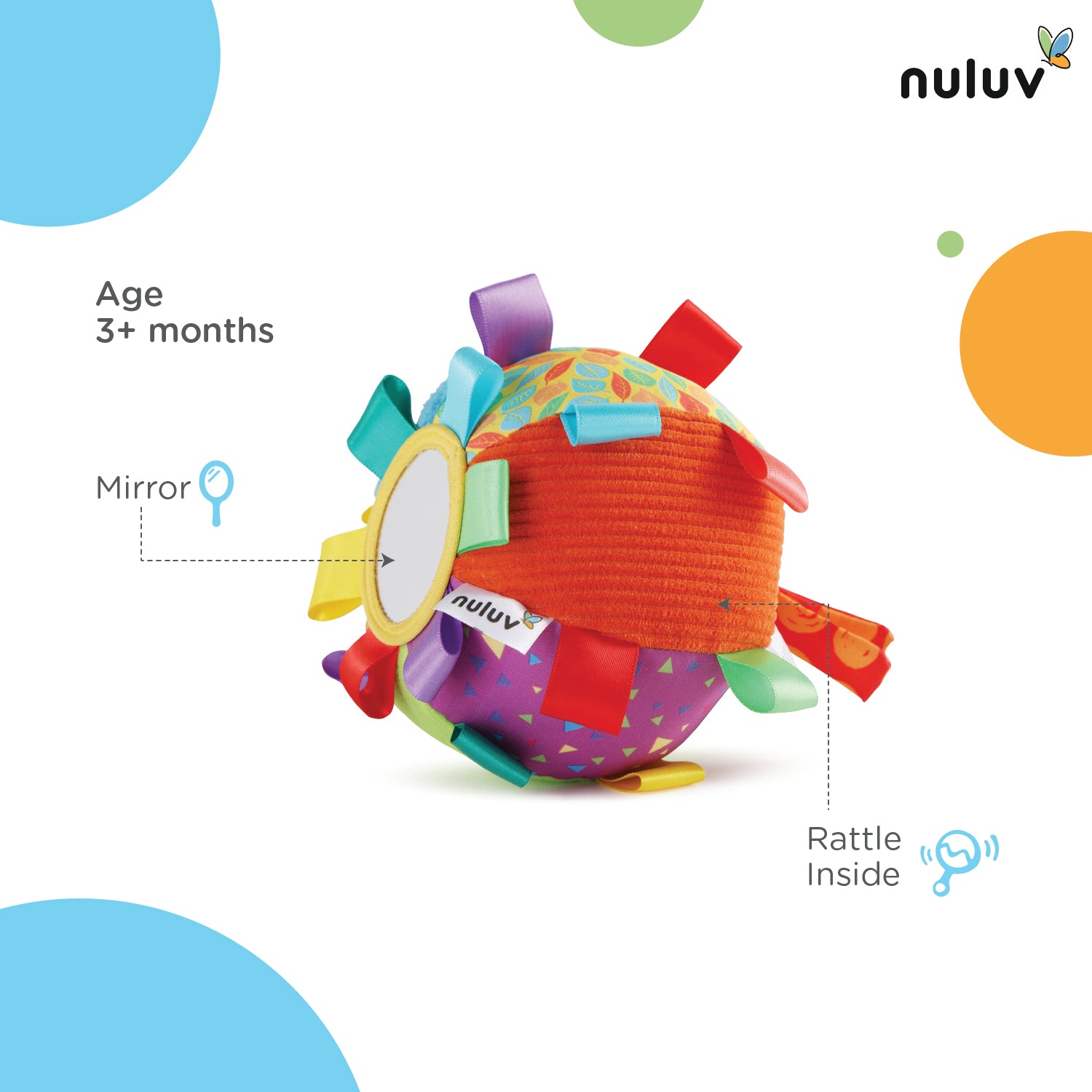 Nuluv Activity Ball - 1 Soft Plush Baby Ball, Multicolor