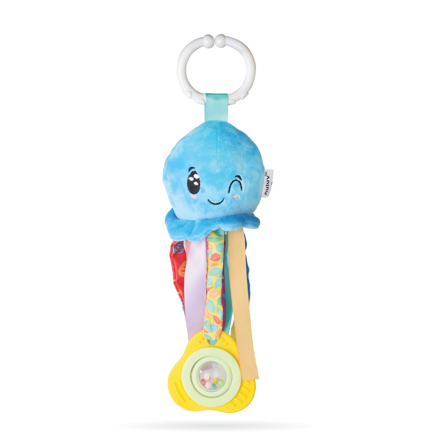 Nuluv Waves Octopus Plush Toy I Hanging Rattle & Teether I Stroller Toy for Baby 3 Months+