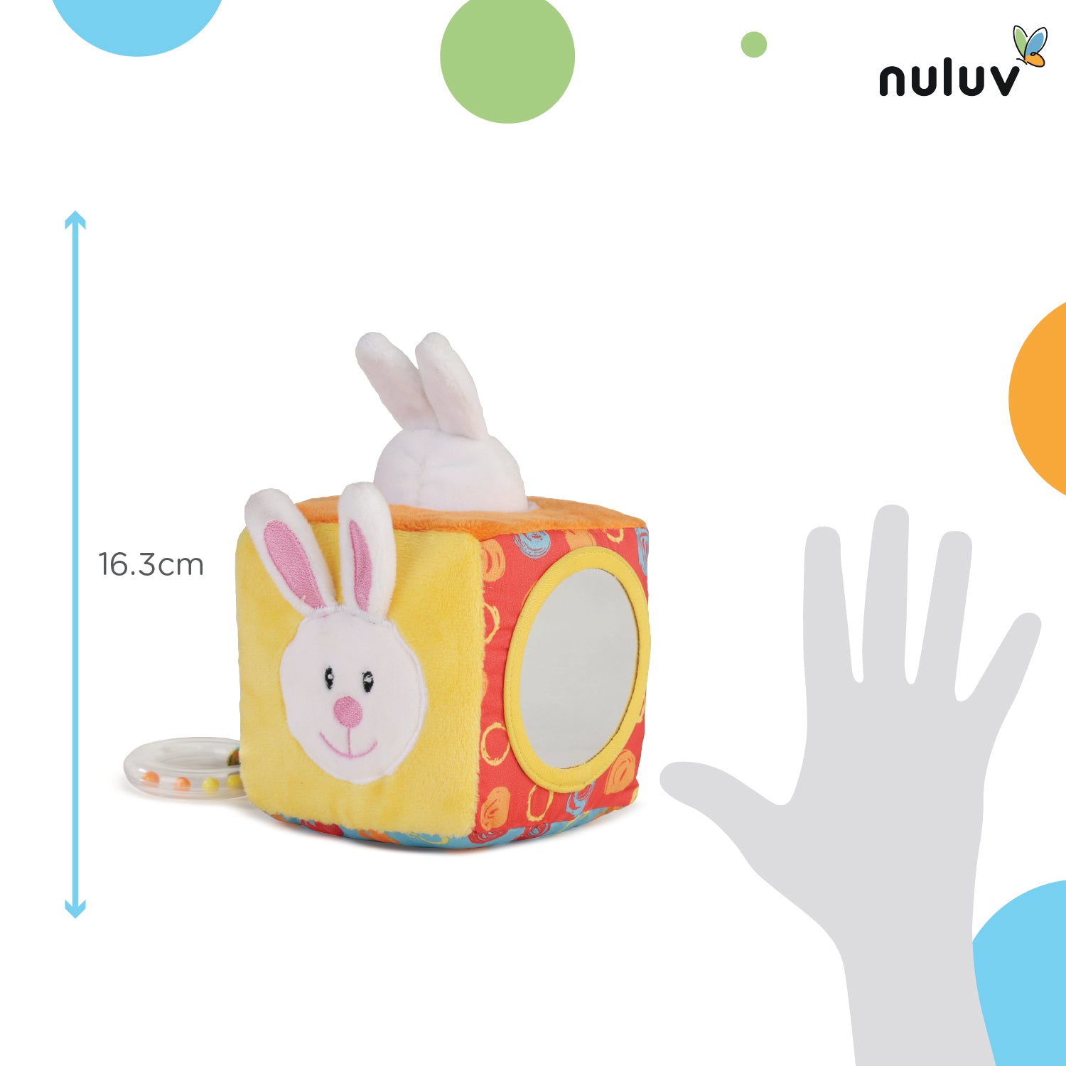 Nuluv Bunny Cube Activity Play Toy with Squeaky Crinkle Rattle For Baby 3 Months+