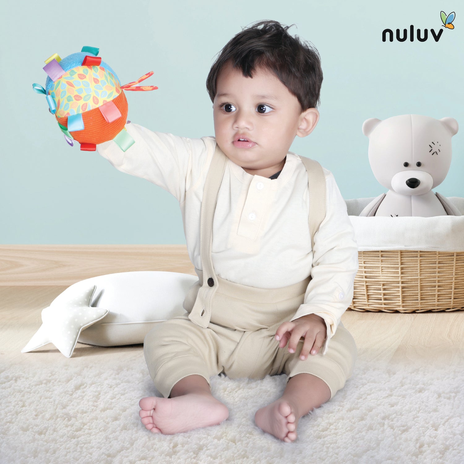 Nuluv Activity Ball - 2 - Soft Plush Baby Ball, Multicolor