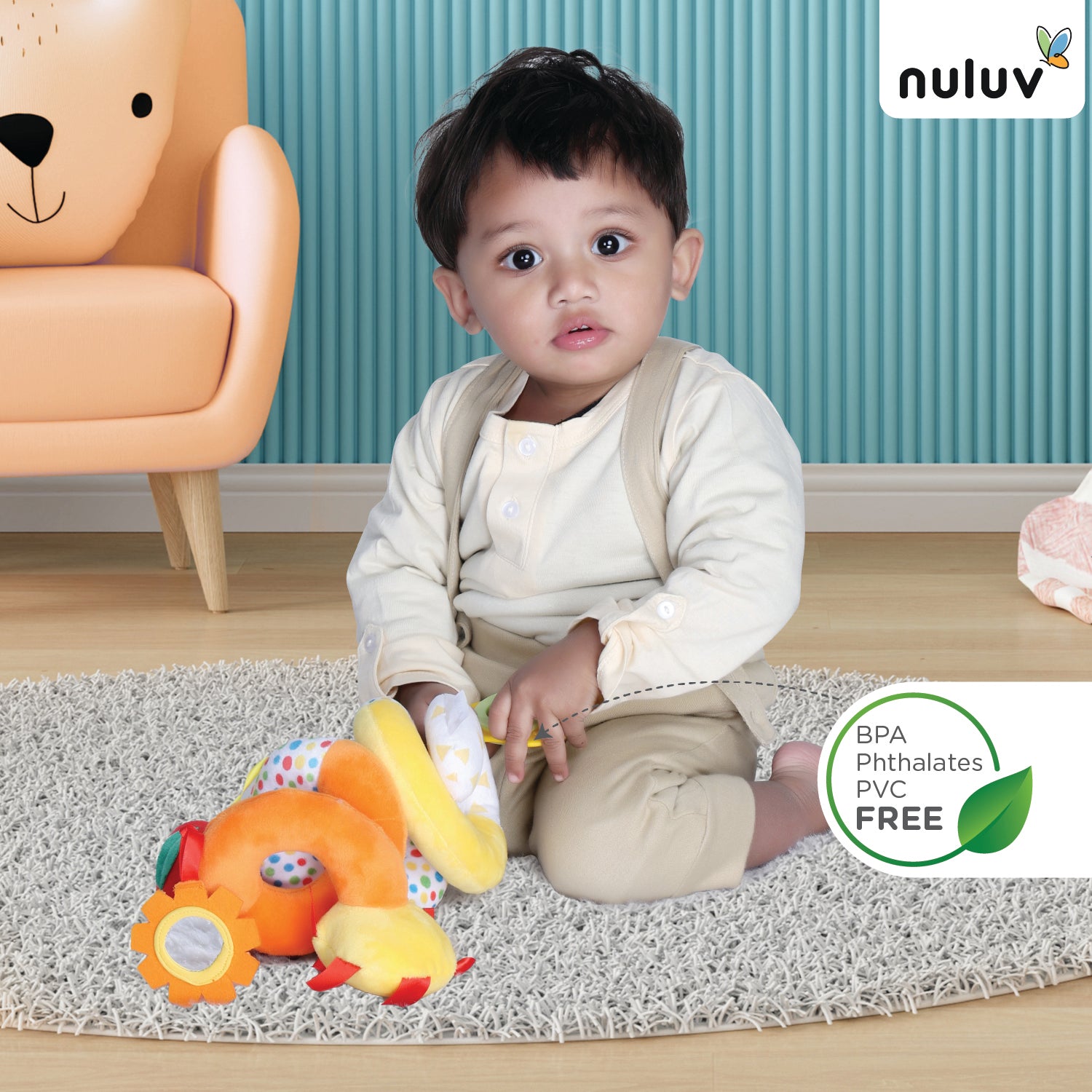 Nuluv Fruits Spiral Stroller Toy Stretch Plush Toys, Hanging Rattle Toys For 0 to 12 Months