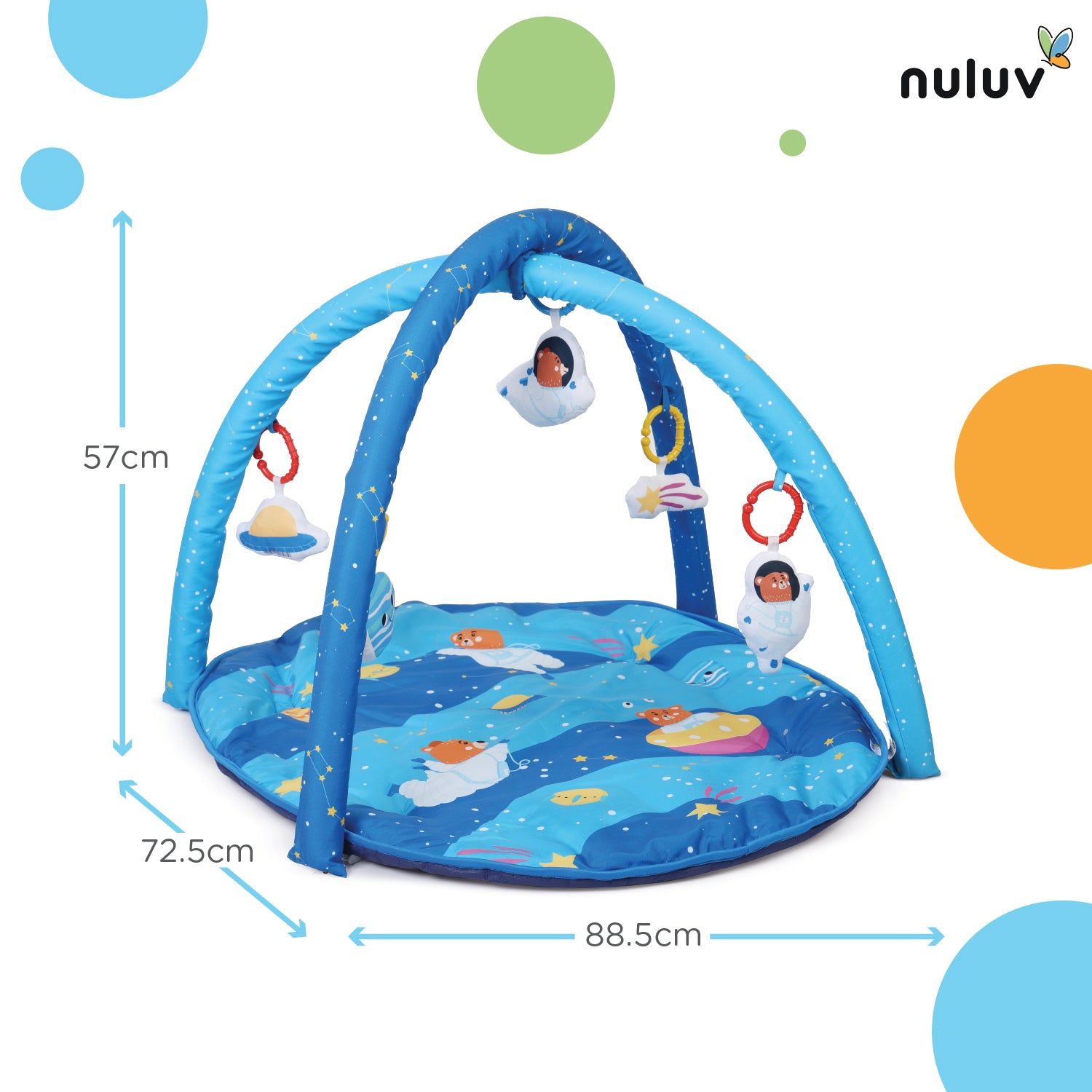 Nuluv Baby Playgym for Babies | Activity Play Gym Mat With 5 Hanging Toys (Space)