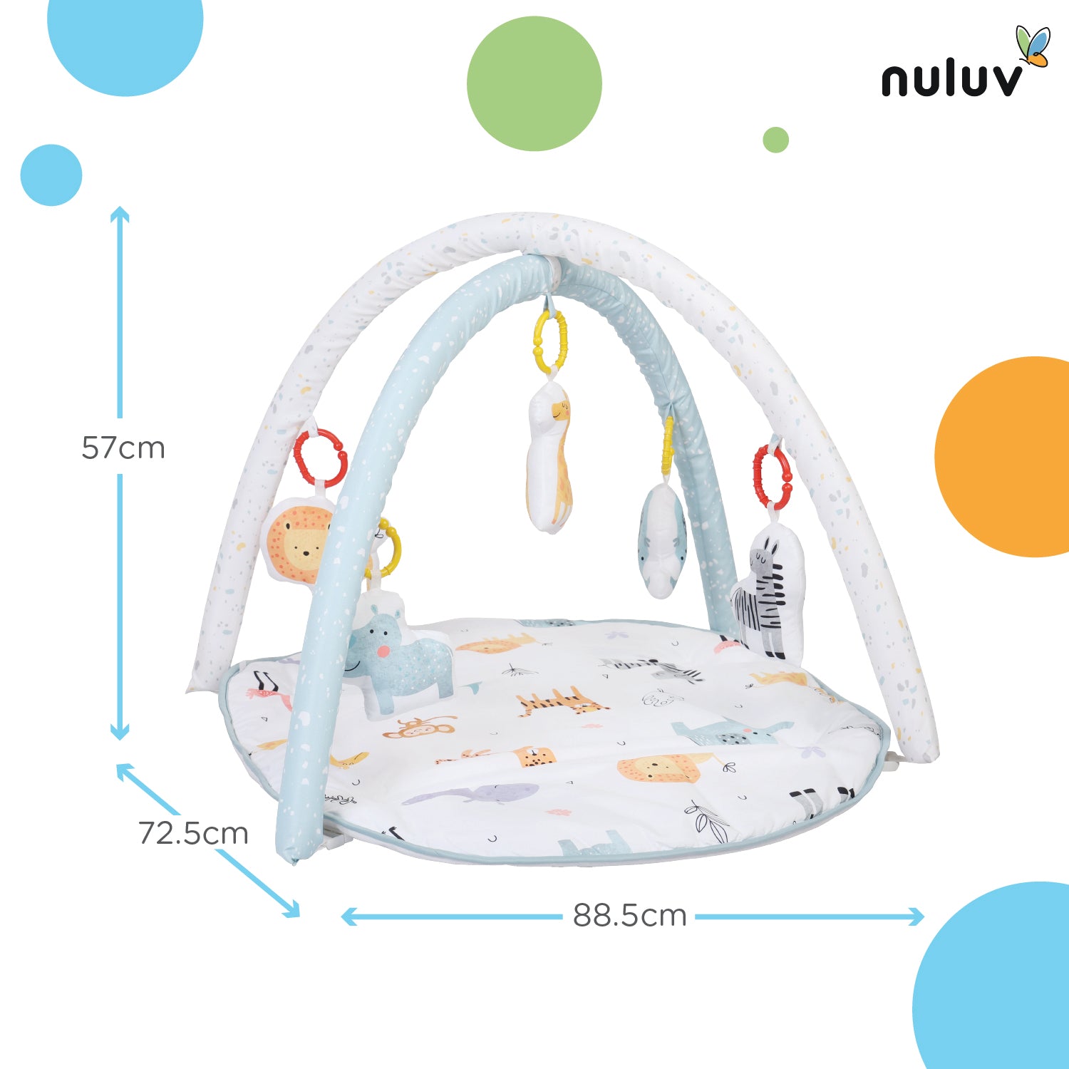 Nuluv Baby Playgym for Babies | Activity Play Gym Mat With 5 Hanging Toys (Jungle)