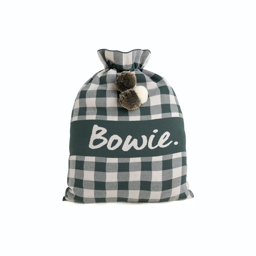 Gingham Christmas Santa Sack - Base: Light Camel; Letter: Oatmeal Marle