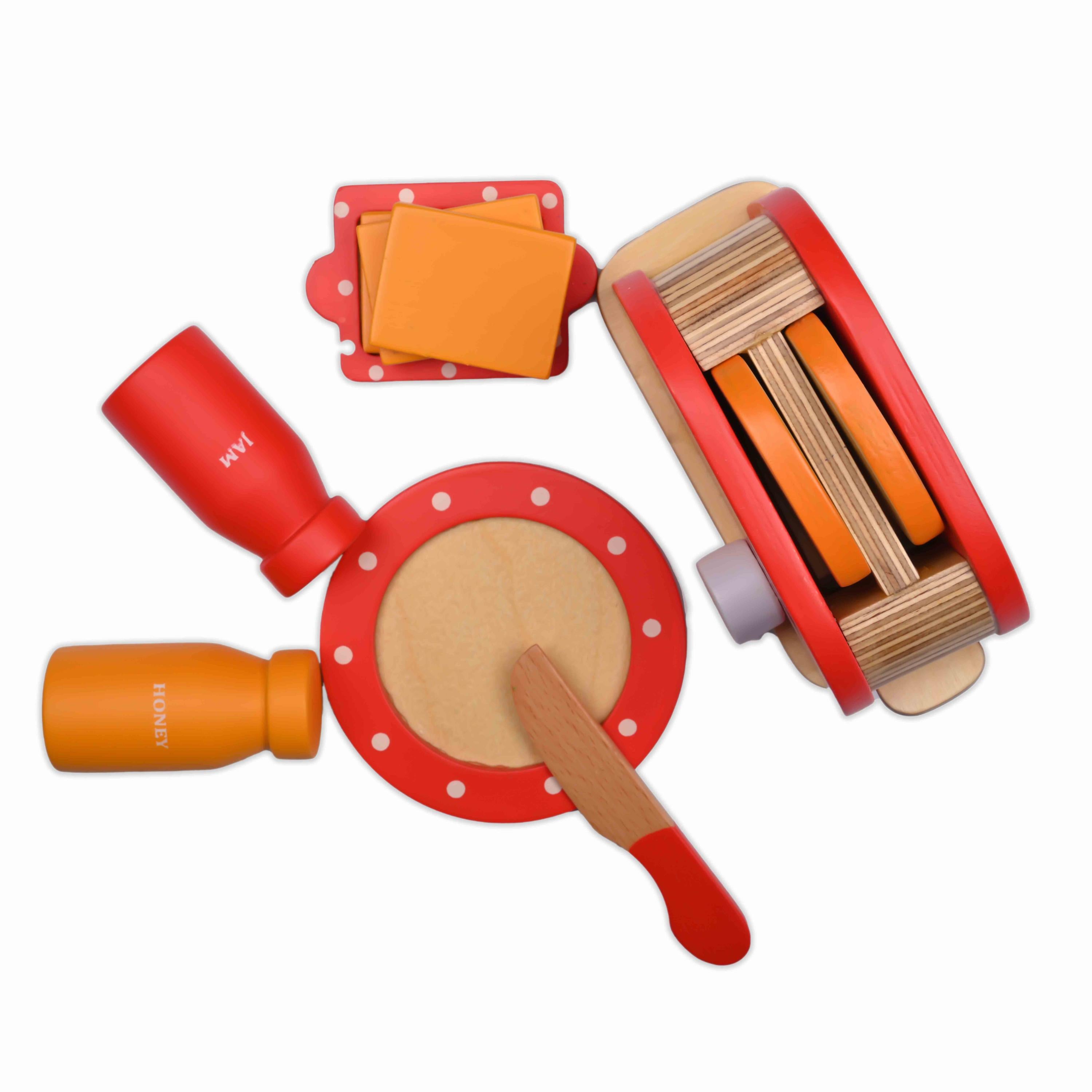 Wooden Bread Pop-up Toaster Toy Red Color