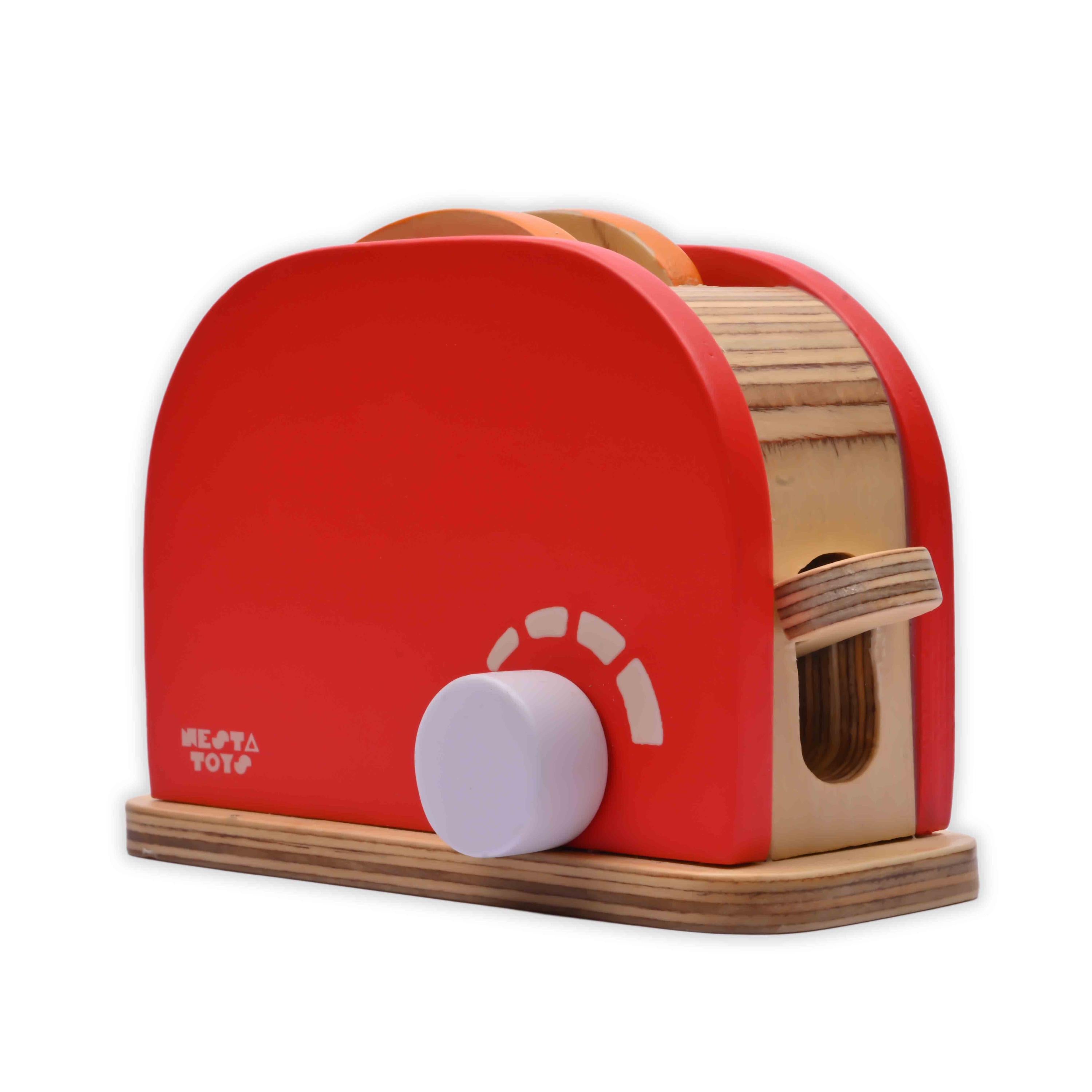 Wooden Bread Pop-up Toaster Toy Red Color