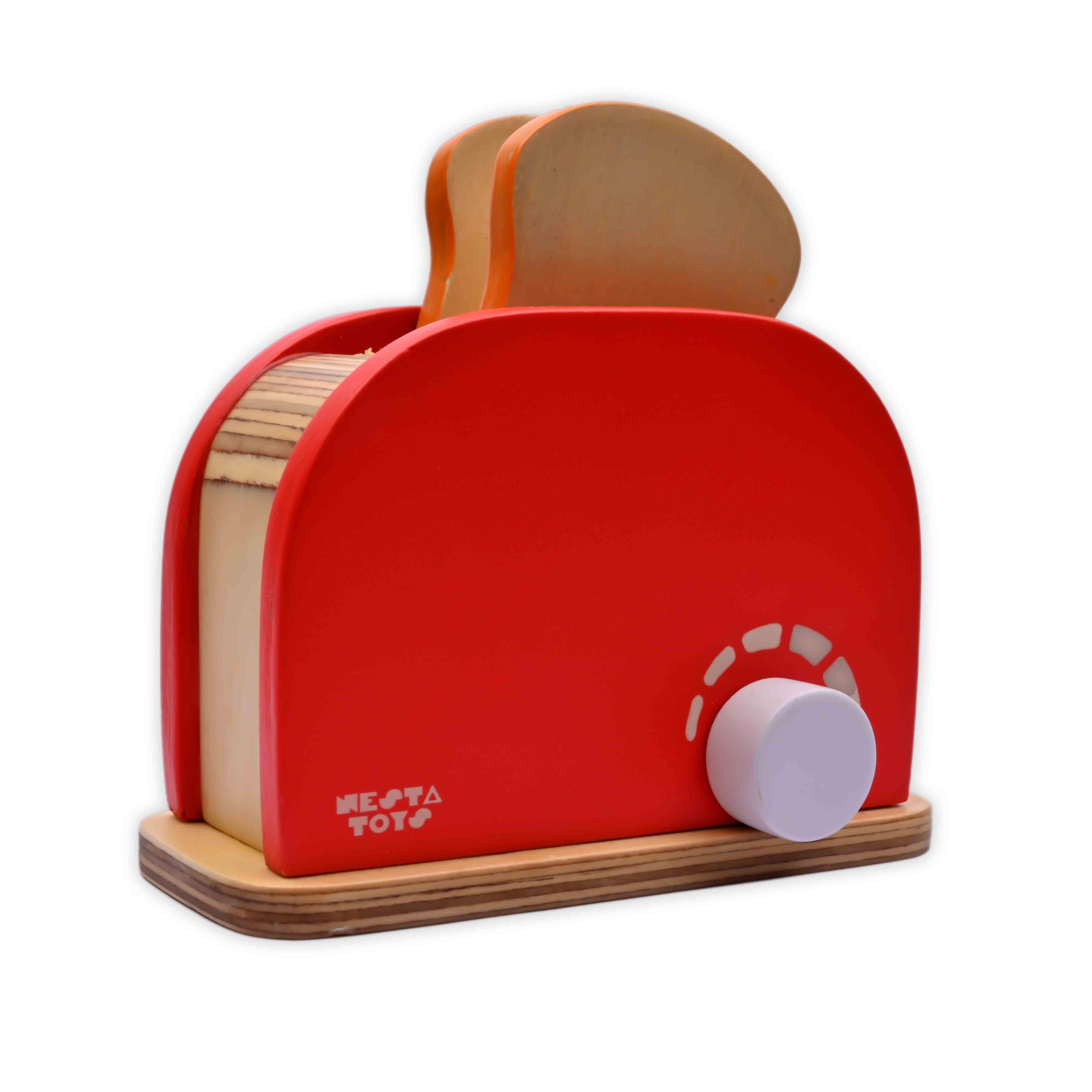 Wooden Bread Pop-up Toaster Toy Red Color