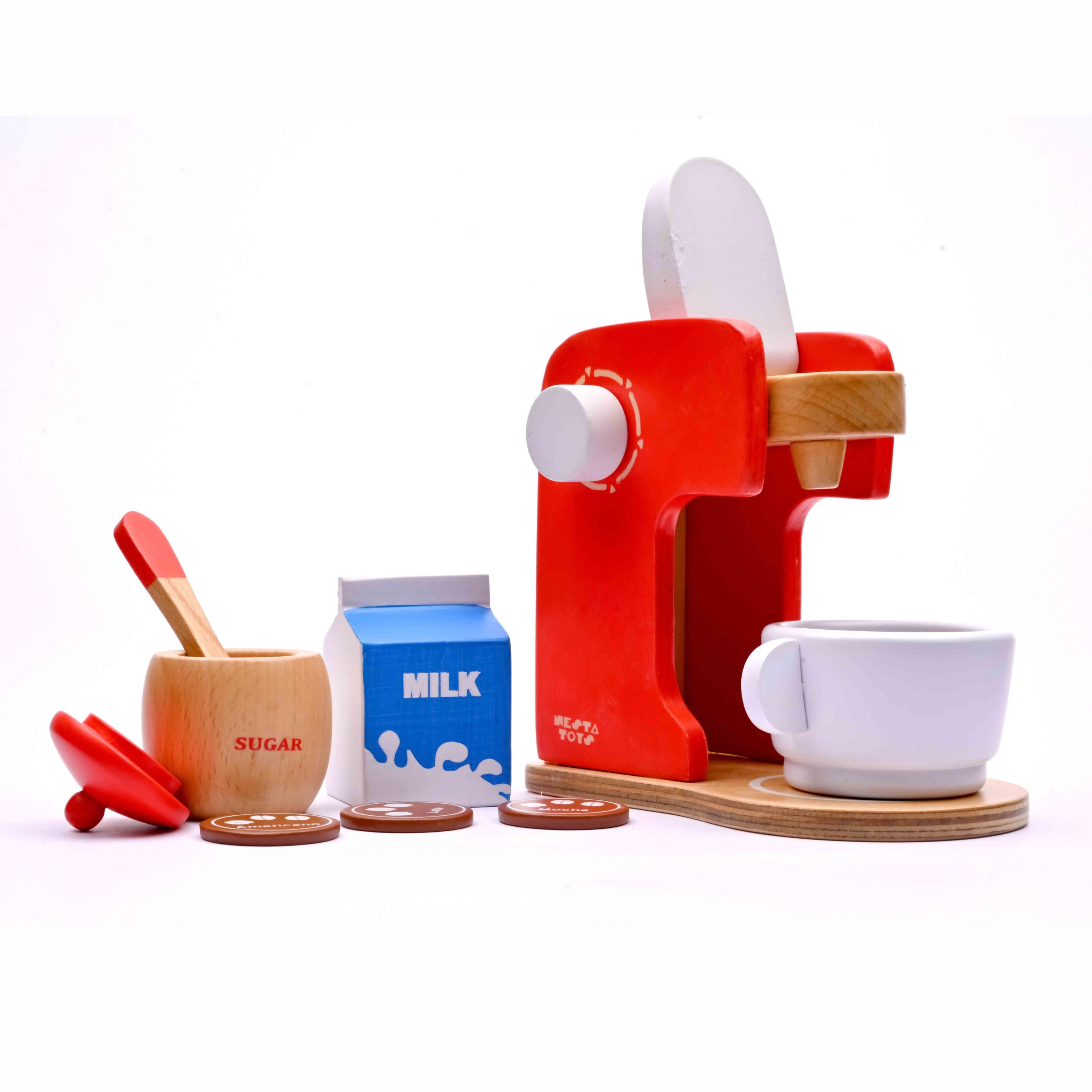 Wooden Coffee Maker Toy - Red