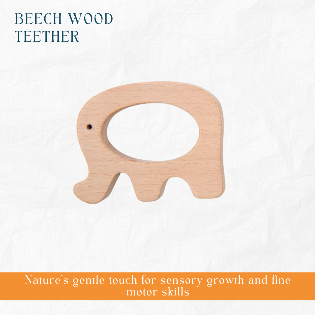 Nesta Toys -Newborn Gift Set - Wooden Skwish Rattle, Clacker Rattle And Elephant Teether