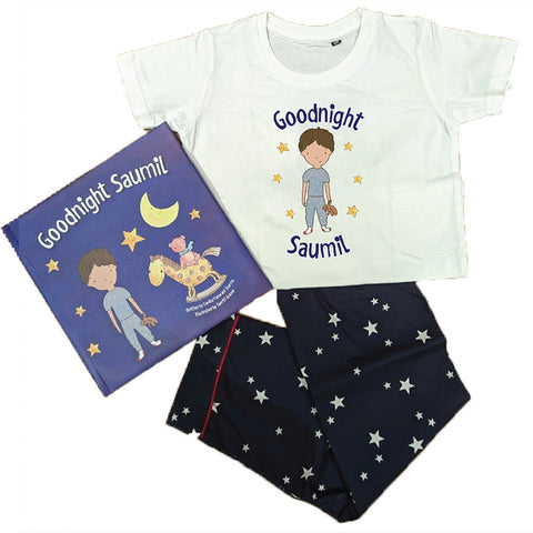 Goodnight Gift Bundle - Personalised Storybook with Matching Pyjamas, Boy