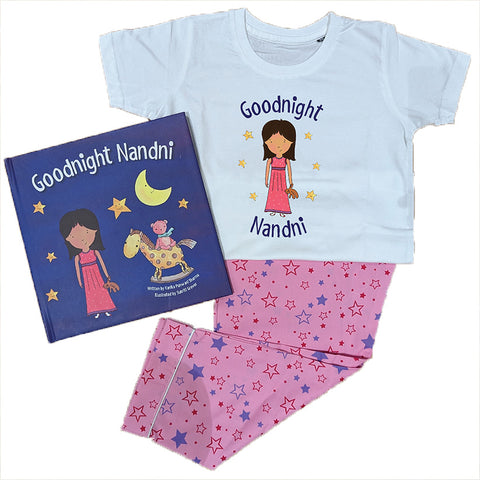 Goodnight Gift Bundle - Personalised Storybook with Matching Pyjamas, Girl