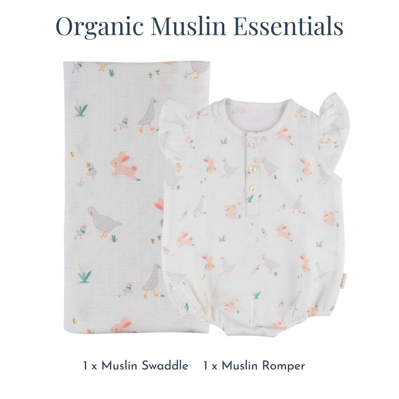 Organic Muslin Essentials (Set of 2) - 1 Swaddle + 1 Romper