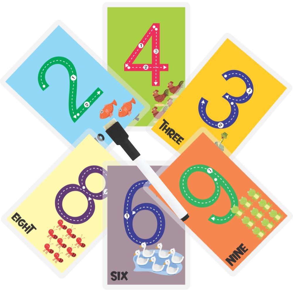 Numbers Rewritable Flashcards / Tracing mats