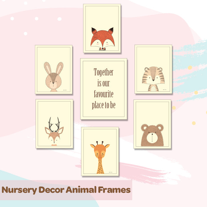 Nursery Decor Animal Framed Wall Art (Set of 7)