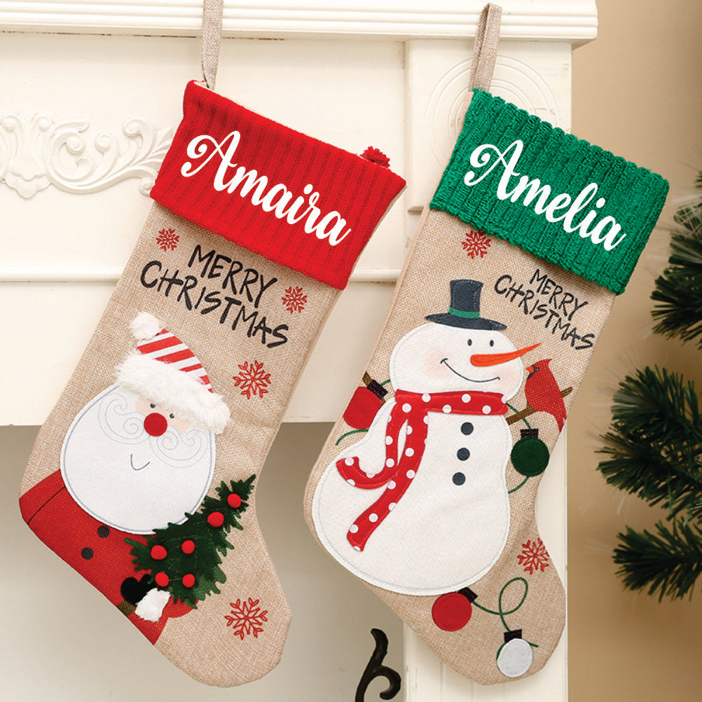 Babble Wrap Vintage Vibe Stockings- Snowy Snowman