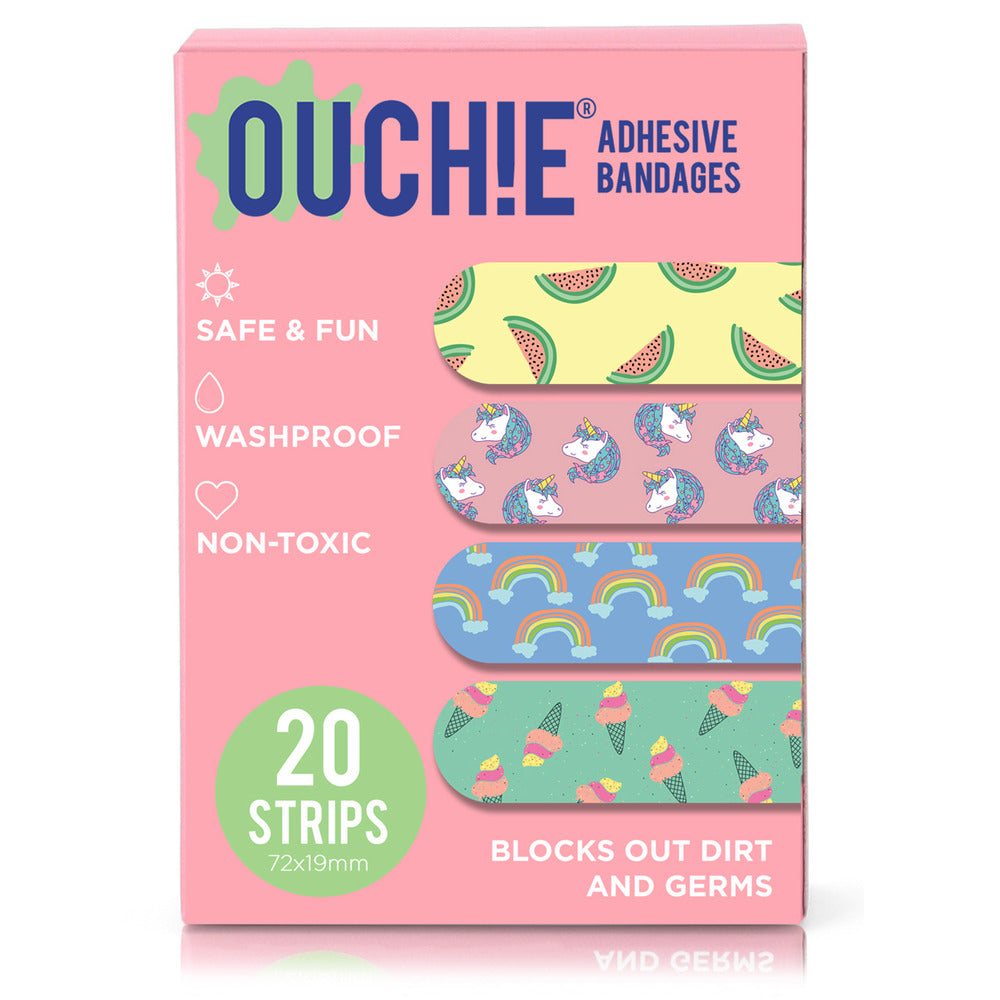Ouchie x MuSo Non-Toxic Printed Bandages & Pink Blink Non-Toxic Printed Bandages Combo Pack (40 Pack) 