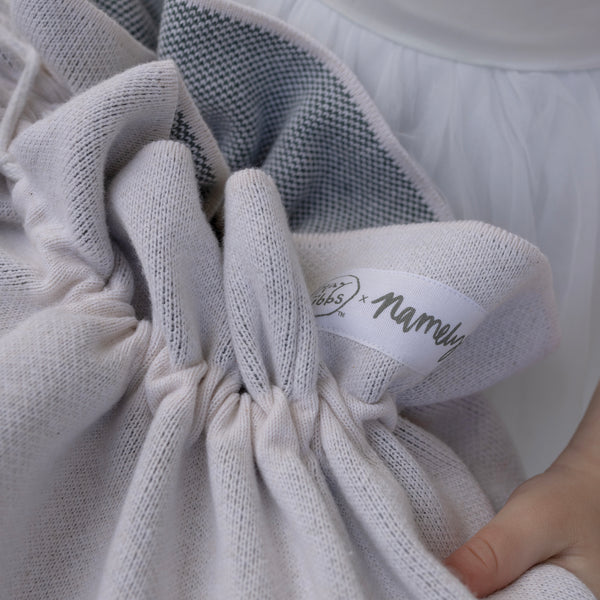 May Gibbs Kookaburra Santa Sack - Base: Oatmeal Letter: Forest Green