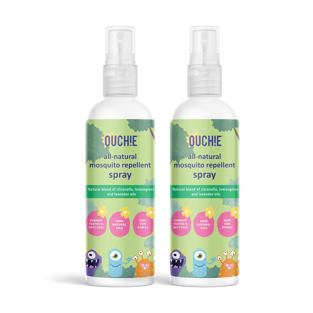 Ouchie 100% Natural Insect Repellent Spray | 100ML | Safe for Babies | Maximum Protection Against Disease Causing Mosquitos and Insects (Pack 2)