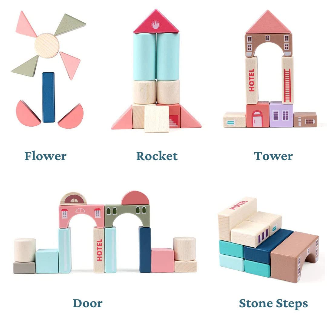 Open Ended 115 Pieces Wooden City Building Blocks-Construction-Open Ended-Toycra