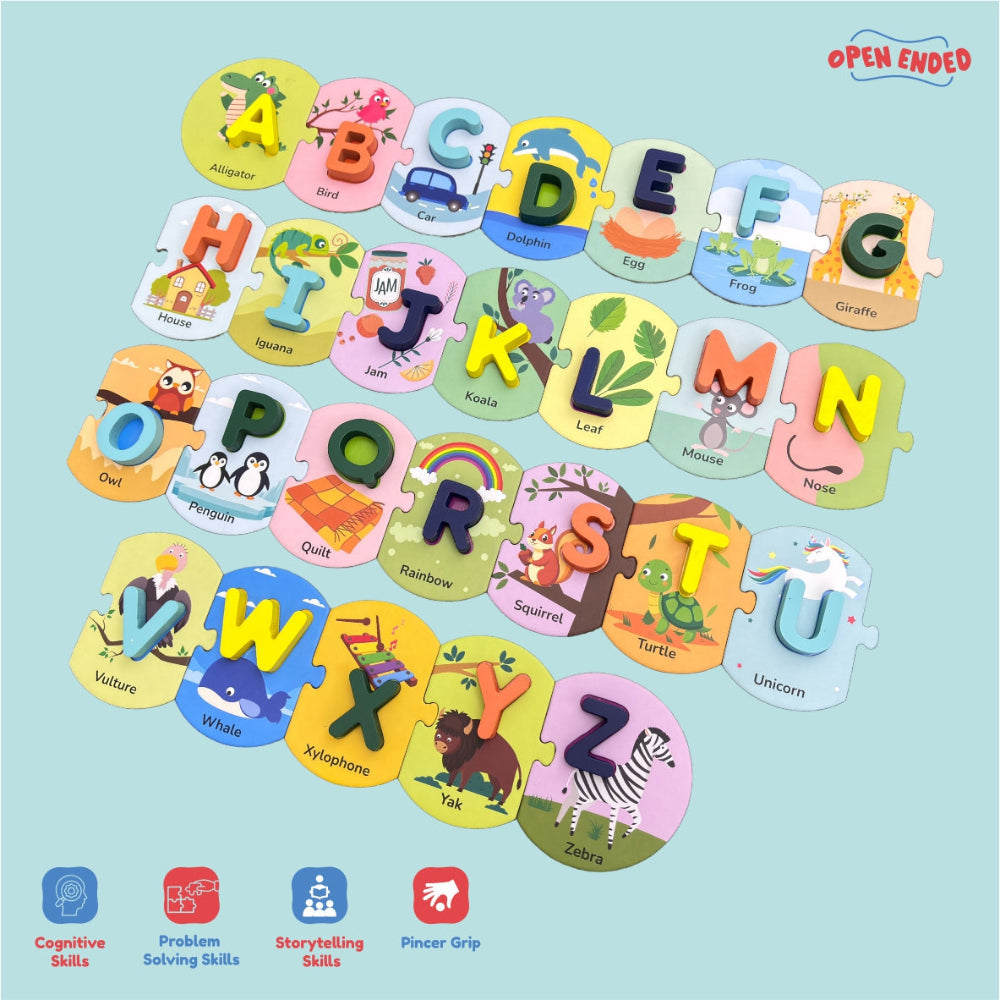Open Ended 2 in 1 Alphabet Board Puzzle-Puzzles-Open Ended-Toycra