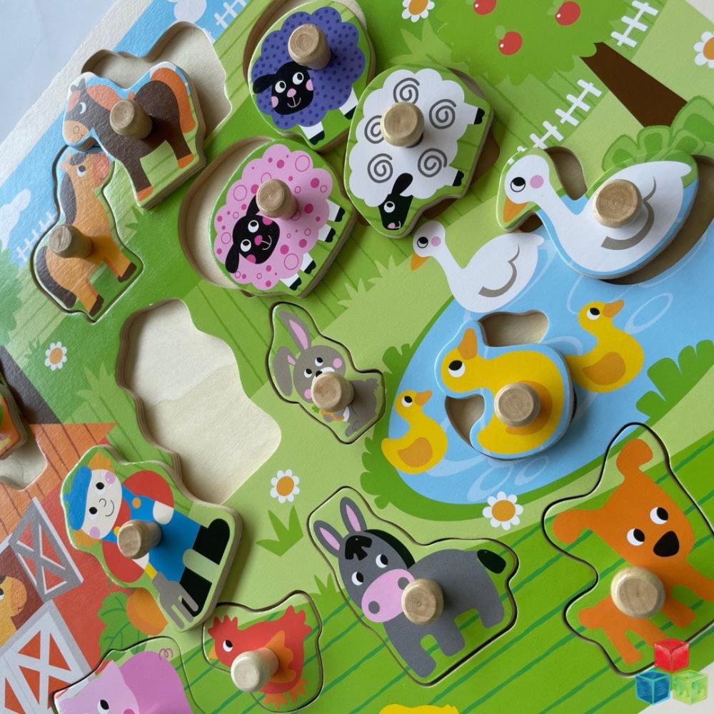 Open Ended Giant Peg Puzzle - Farm Animals-Puzzles-Open Ended-Toycra