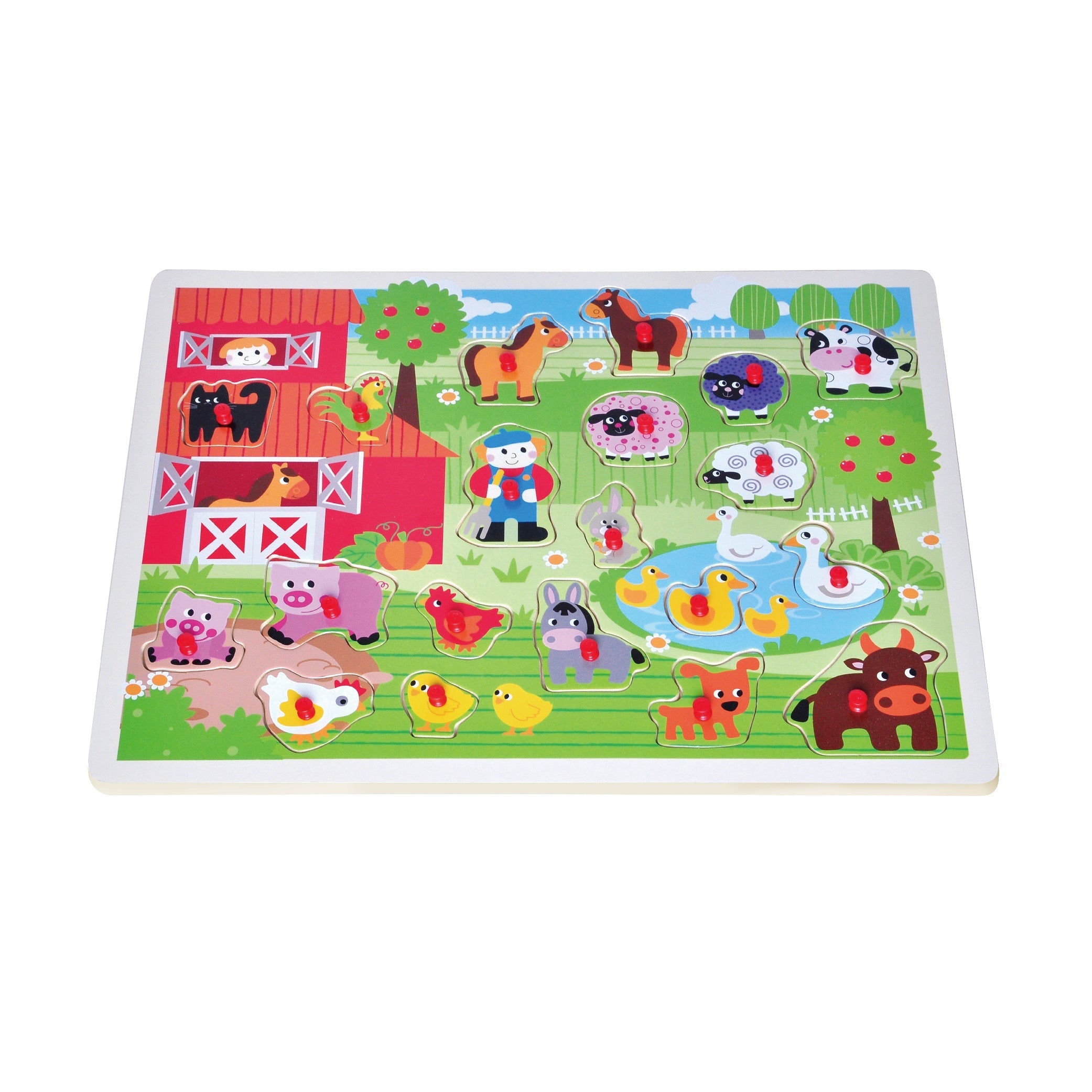 Open Ended Giant Peg Puzzle - Farm Animals-Puzzles-Open Ended-Toycra