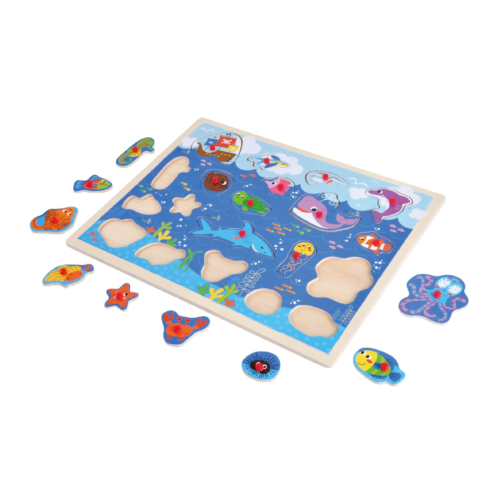 Open Ended Giant Peg Puzzle - Sea Animals-Puzzles-Open Ended-Toycra