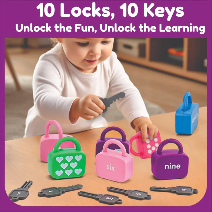 Open Ended Montessori Number Lock & Key Toy (20 pcs)