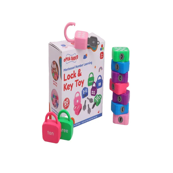 Open Ended Montessori Number Lock & Key Toy (20 pcs)