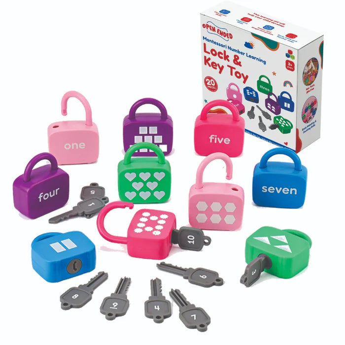 Open Ended Montessori Number Lock & Key Toy (20 pcs)
