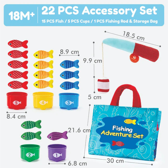 Open Ended Montessori Soft Cloth Fishing Adventure Set (22 Pcs)