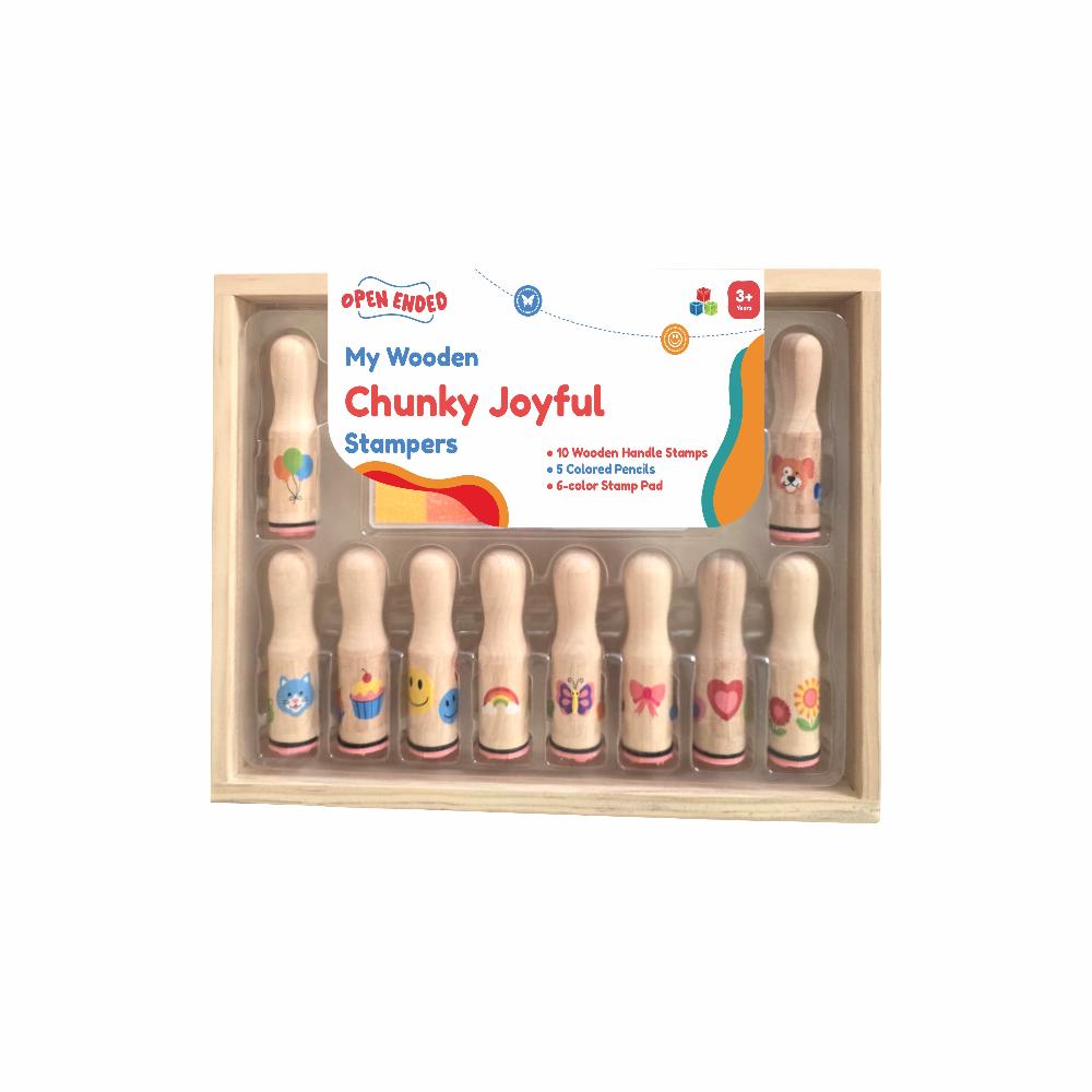 Open Ended My Wooden Chunky Joyful Stampers-Arts & Crafts-Open Ended-Toycra