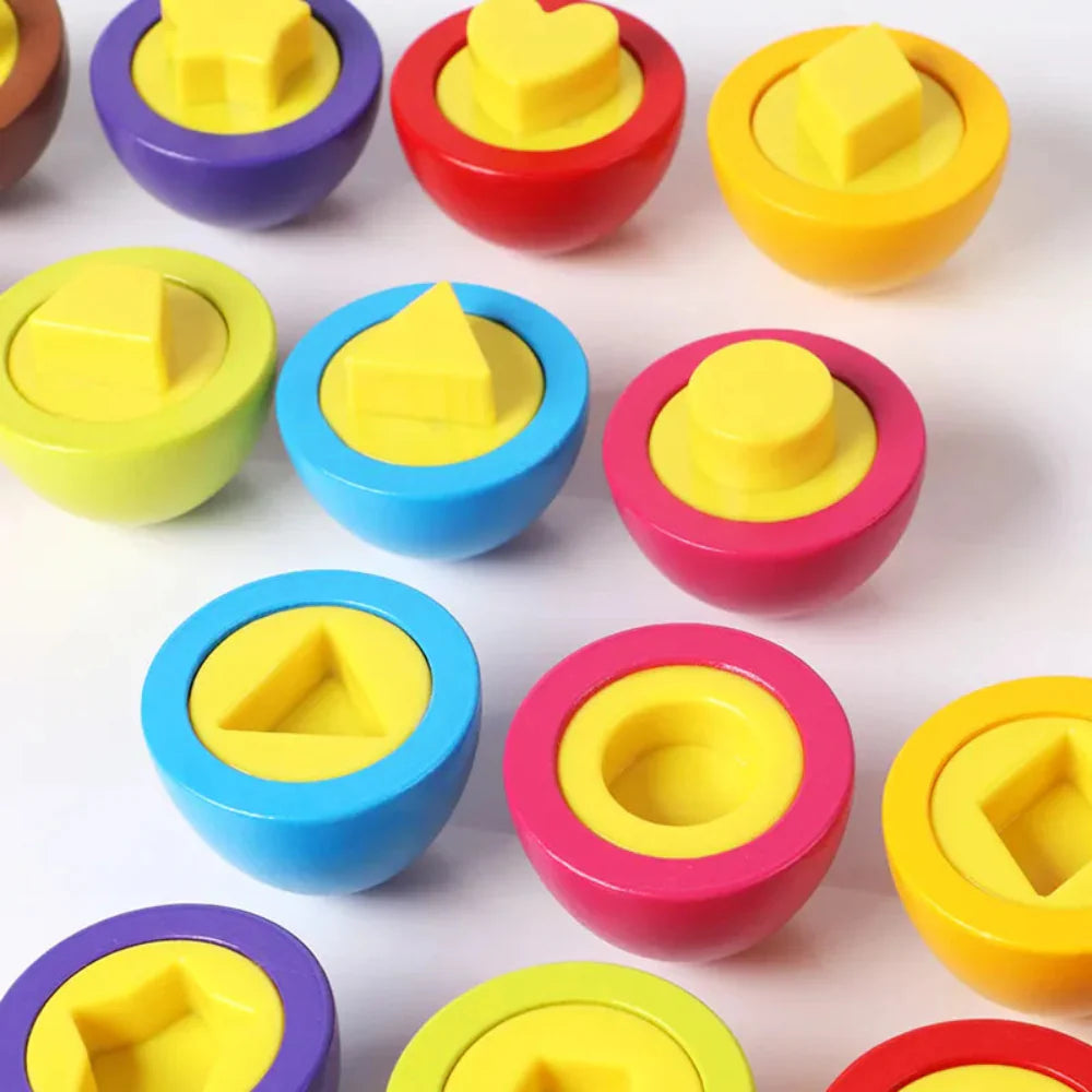Open Ended Wooden Baby Egg Game - Early Education Geometric Shape Color Matching-Learning & Education-Open Ended-Toycra
