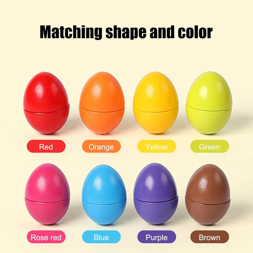 Open Ended Wooden Baby Egg Game - Early Education Geometric Shape Color Matching-Learning & Education-Open Ended-Toycra