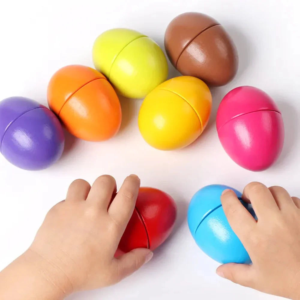 Open Ended Wooden Baby Egg Game - Early Education Geometric Shape Color Matching-Learning & Education-Open Ended-Toycra