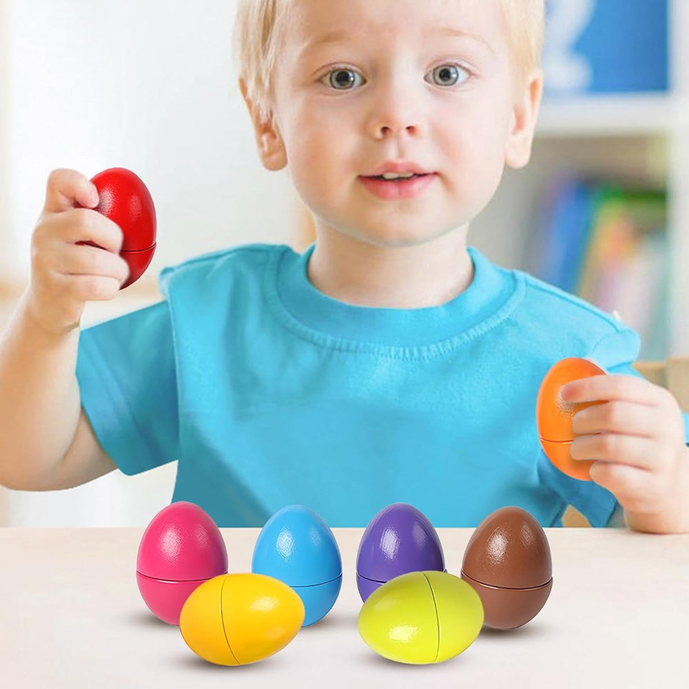 Open Ended Wooden Baby Egg Game - Early Education Geometric Shape Color Matching-Learning & Education-Open Ended-Toycra