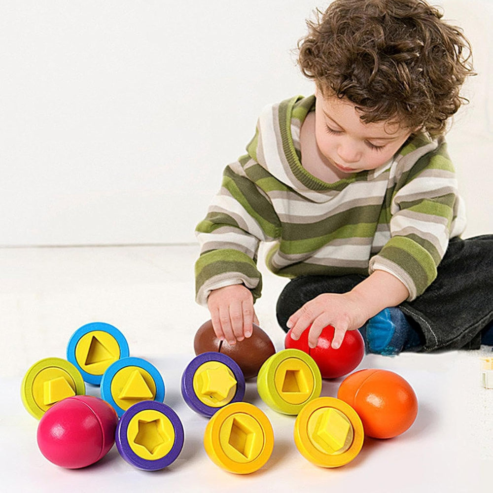 Open Ended Wooden Baby Egg Game - Early Education Geometric Shape Color Matching-Learning & Education-Open Ended-Toycra