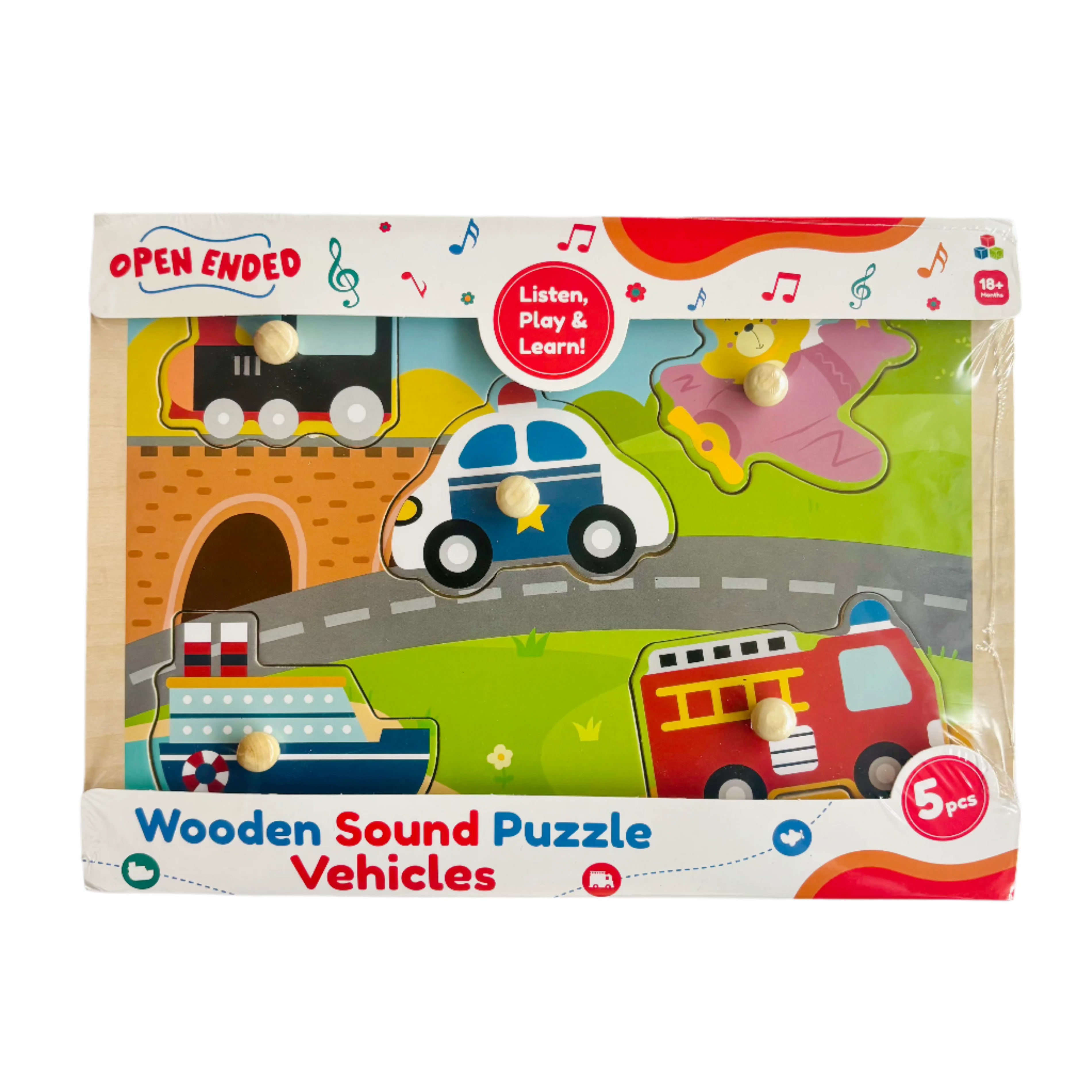 Open Ended Wooden Sound Puzzle - Vehicle-Puzzles-Open Ended-Toycra