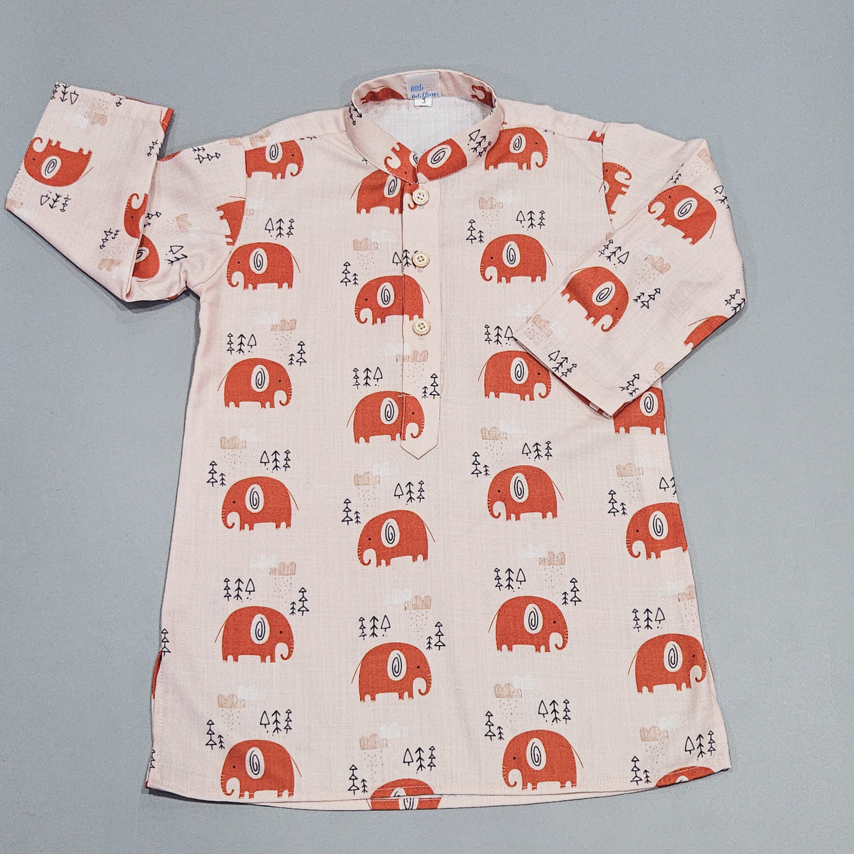 Elephant Kurta Set (Orange)