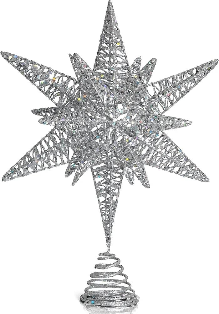 Ornativity Silver Star Christmas Tree Top