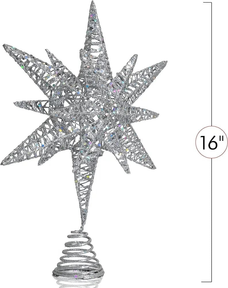 Ornativity Silver Star Christmas Tree Top