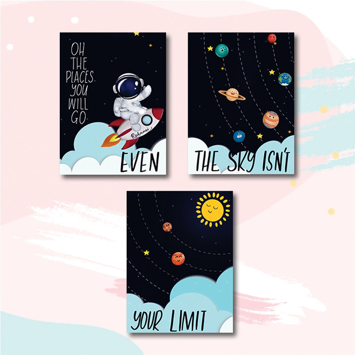 Outer Space Canvas For Wall (Set of 3)