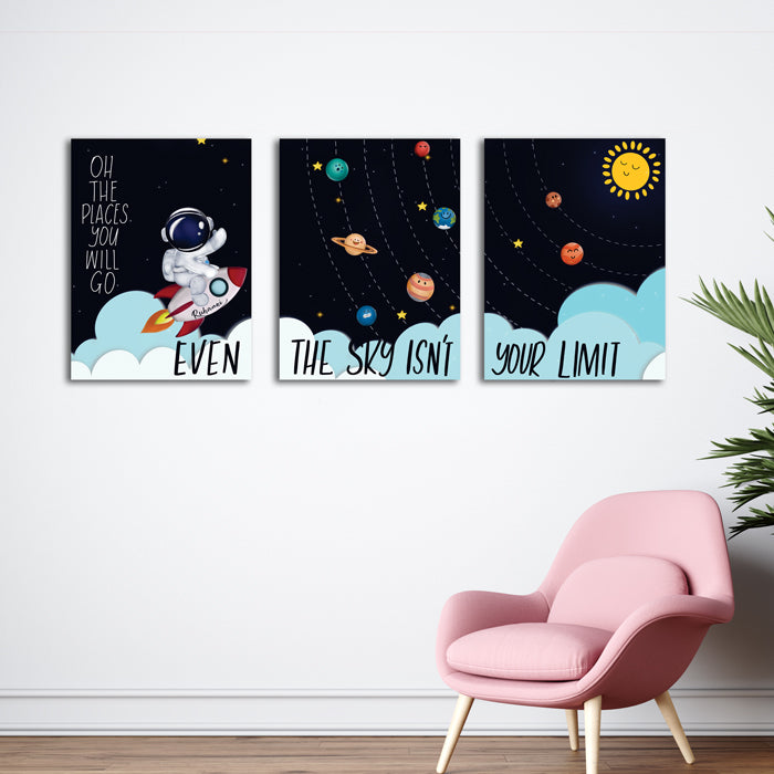 Outer Space Canvas For Wall (Set of 3)