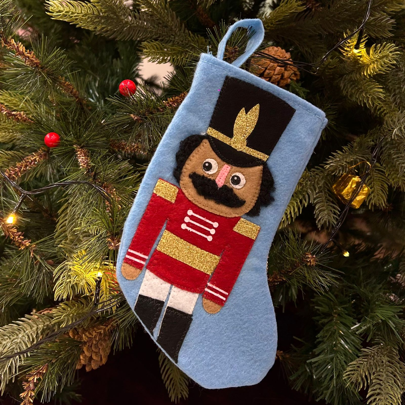 8" Nutcracker Mini Stocking (Blue)